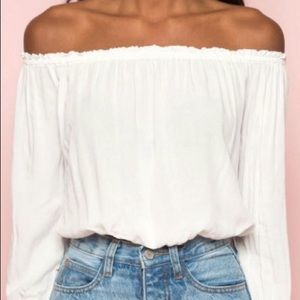 Brandy Melville Maura White Off the Shoulder Top